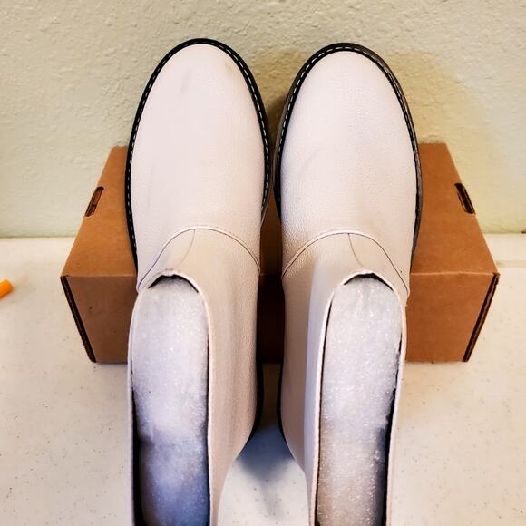 Sz 8 MATT & NAT White Faux Leather Chelsea Boots - Picture 4 of 12